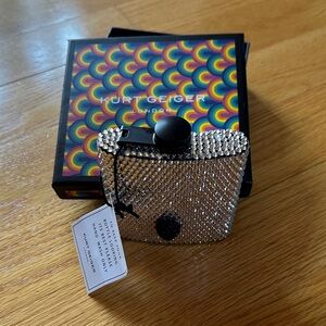 Kurt Geiger Silver Crystal Embellished Minaudière Flask